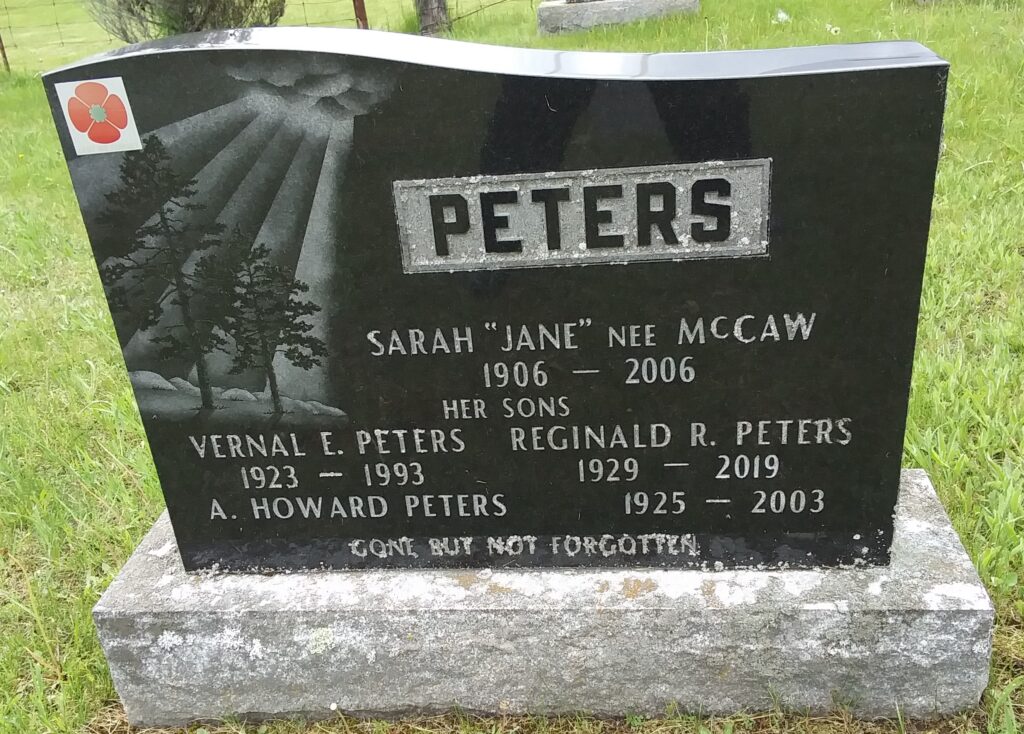 Tombstone Sarah Jane Peters St Andrew S United Cemetery Coe Hill