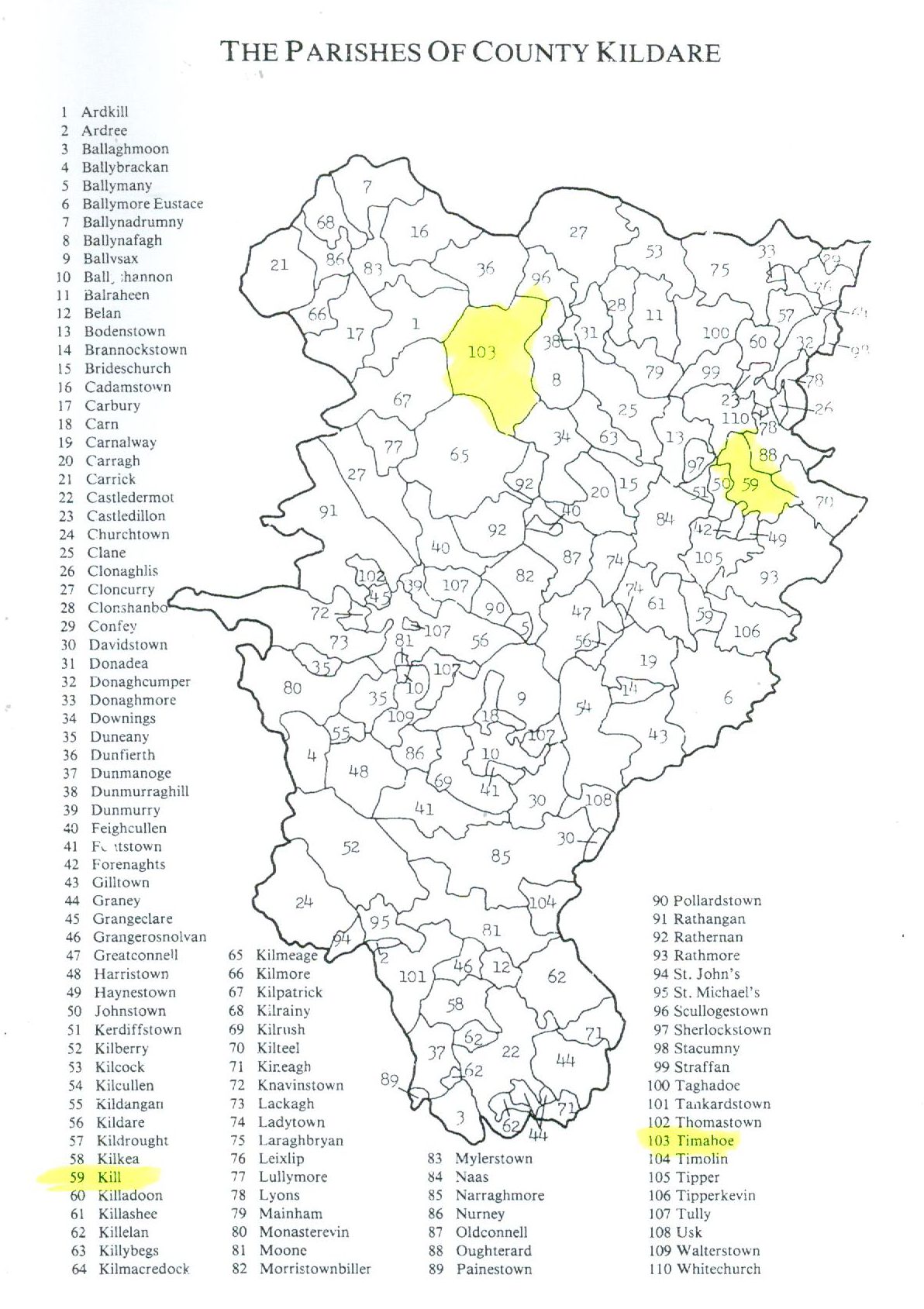 IRELAND MAP Co Kildare Parishes Gillespie Family History Library   IRELAND Map Co Kildare E1490365092225 