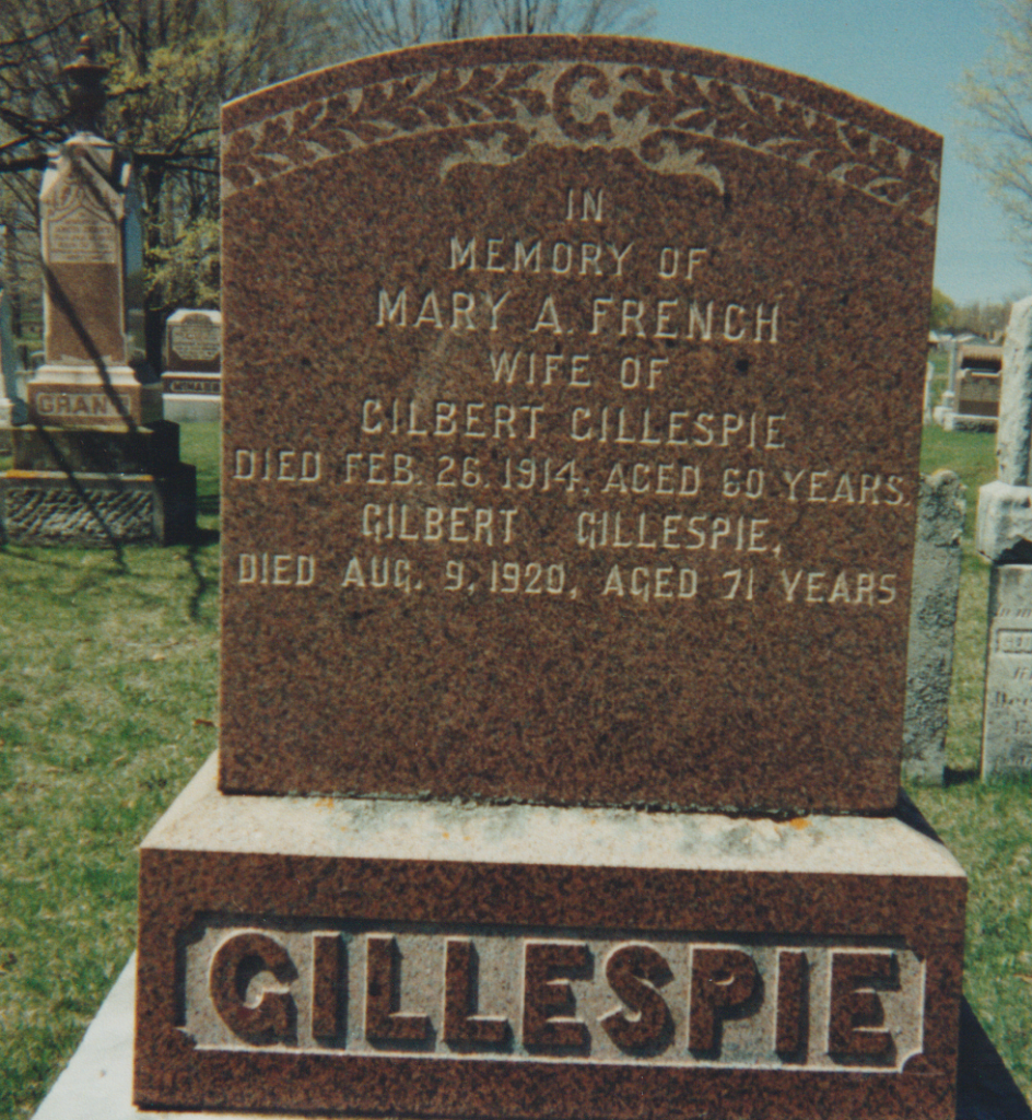 Ontario Tombstones: Gilbert Gillespie, Beaverton, Ontario | Gillespie