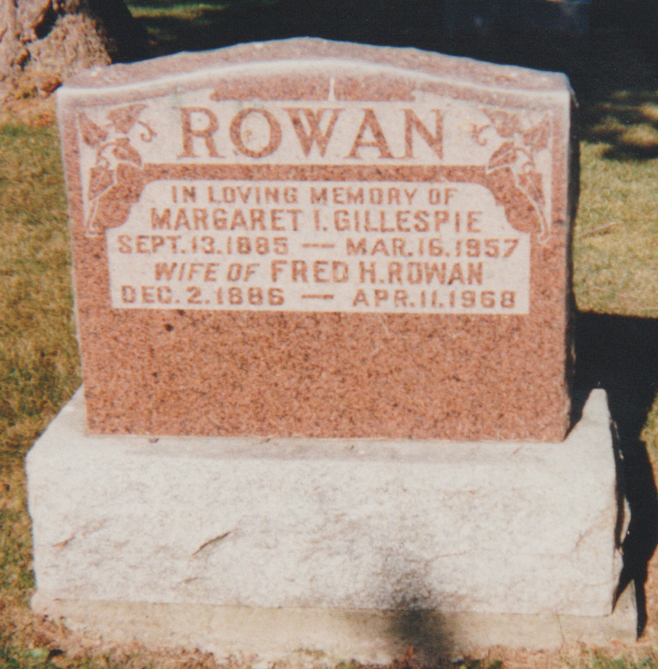 Ontario Tombstone: Margaret Gillespie Rowan, Peterorough, Ontario ...