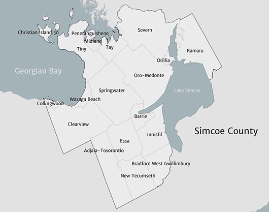 Map of Simcoe County