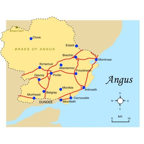 Map of Angus, Scotland